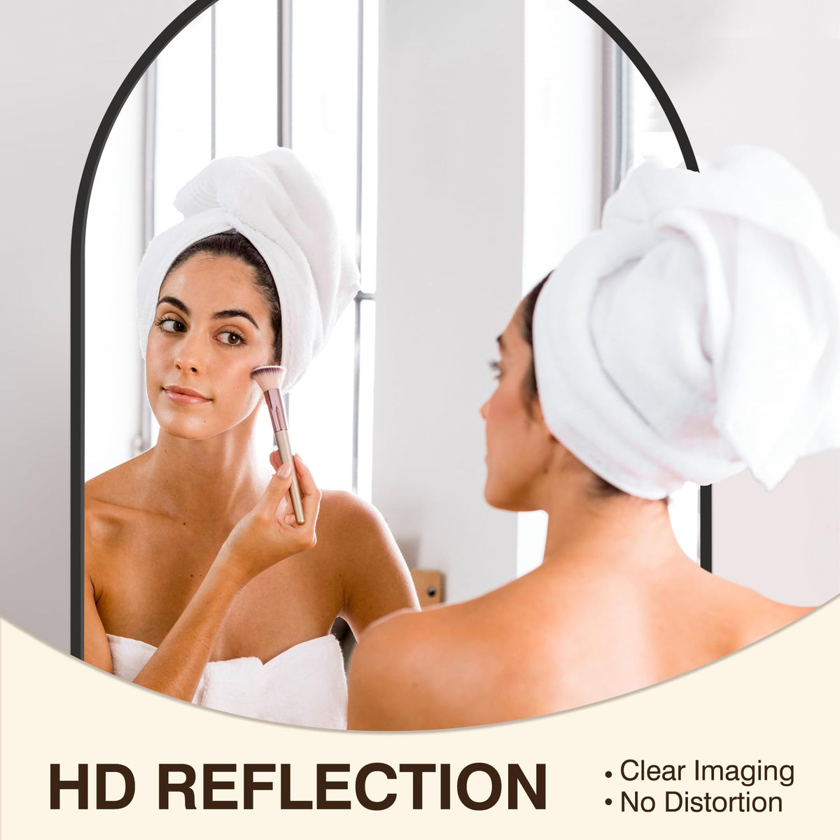 2 Pack 24" x 36" Arched Bathroom Vanity Mirror for Over Sink, Black