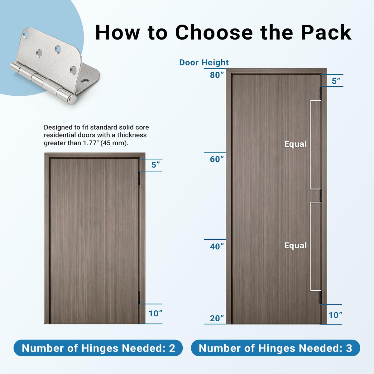 4 Inch Door Hinges Brushed Nickel, Interior Door Hinges, 12 Pack