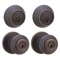 Keyed Alike Exterior Knob with Key Lock and Deadbolt, Classic, Oil Rubbed Bronze, Set of 2