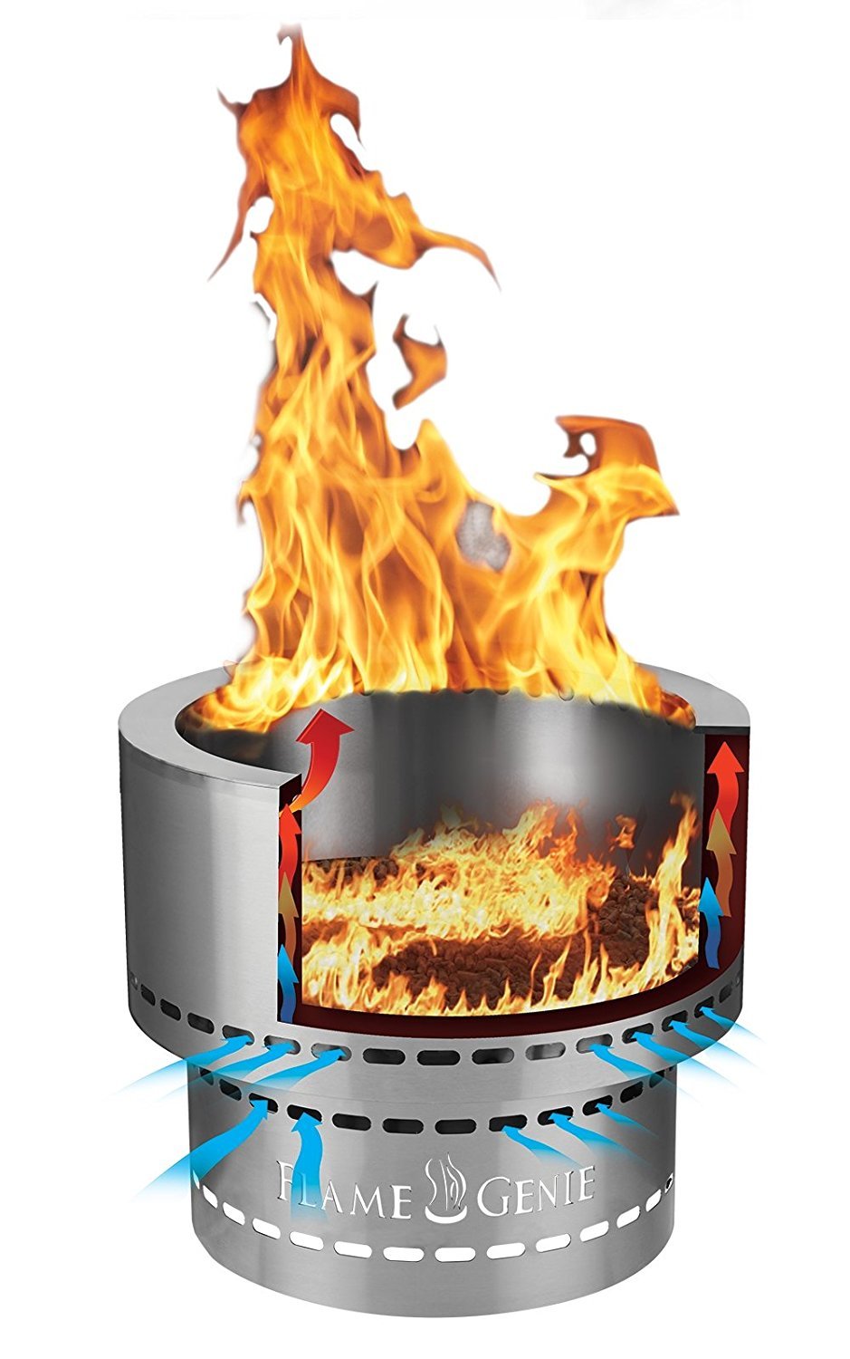 Portable Inferno Smokeless Wood Pellet Outdoor Fire Pit, Rust Proof, 13.5" Diameter, Stainless Steel