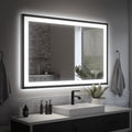 40x24 LED Bathroom Mirror - Black Aluminum Framed