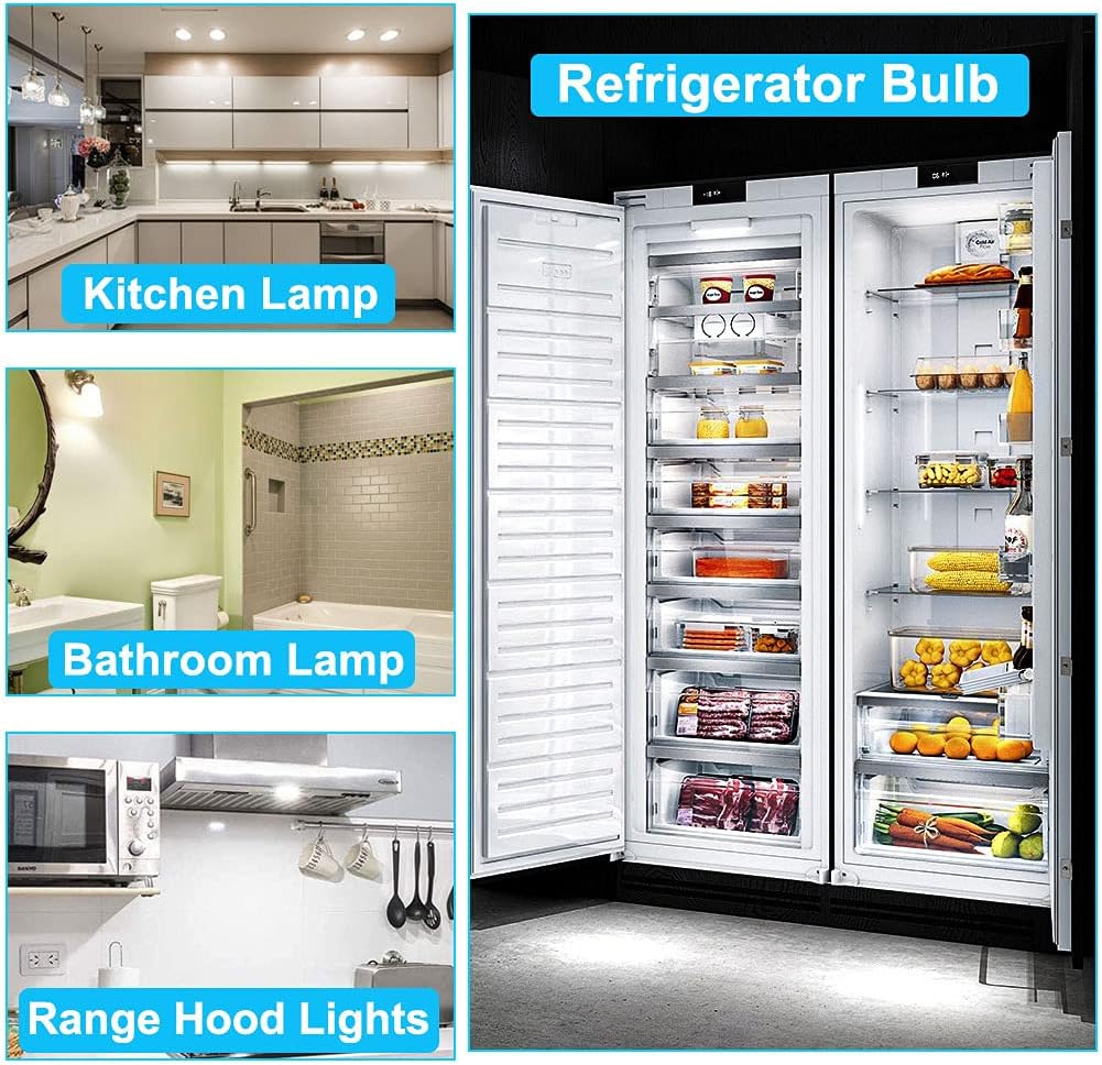 LED Appliance Light Bulb for Refrigerator Fridge Freezer 4W (40W Equivalent) E26 Medium Base Compact T10 Tubular A15