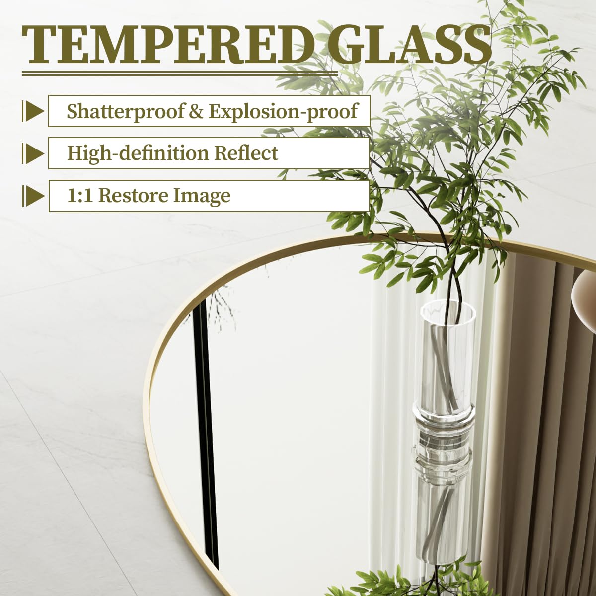 Gold Oval Bathroom Mirror, 24"x32" Oval Mirror for Wall