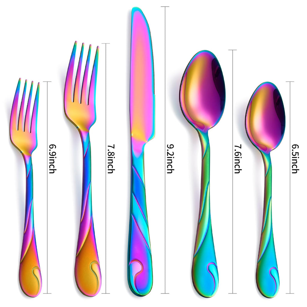 Rainbow Silverware Set, 30-Piece Stainless Steel, Service for 6