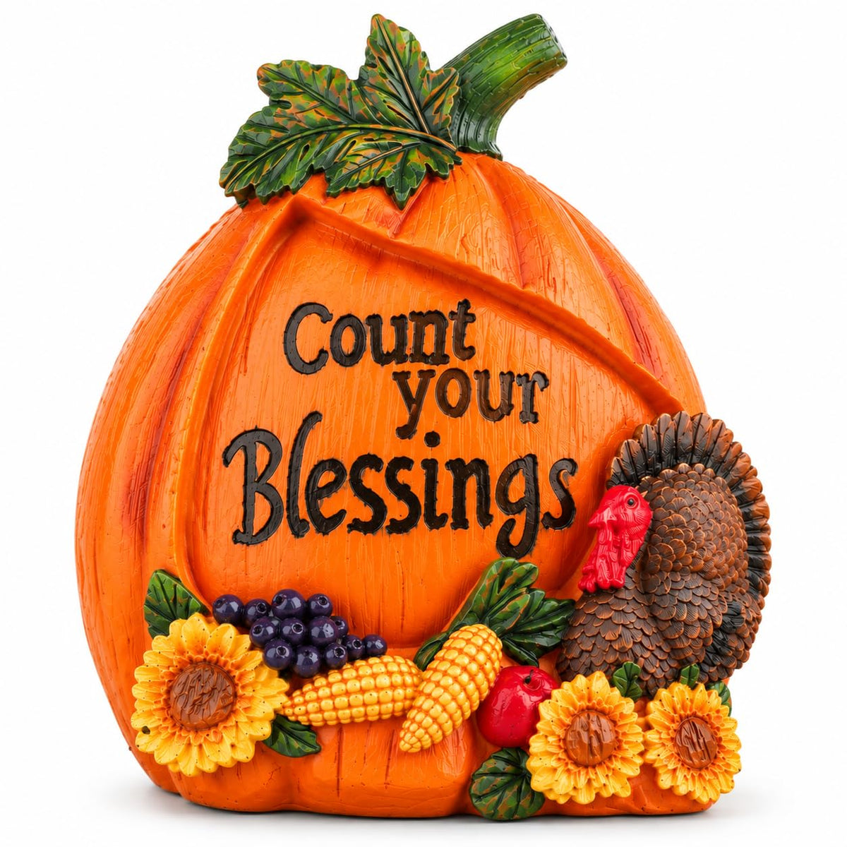 7.5" Fall Pumpkin Turkey Figurine, Thanksgiving Table Decor