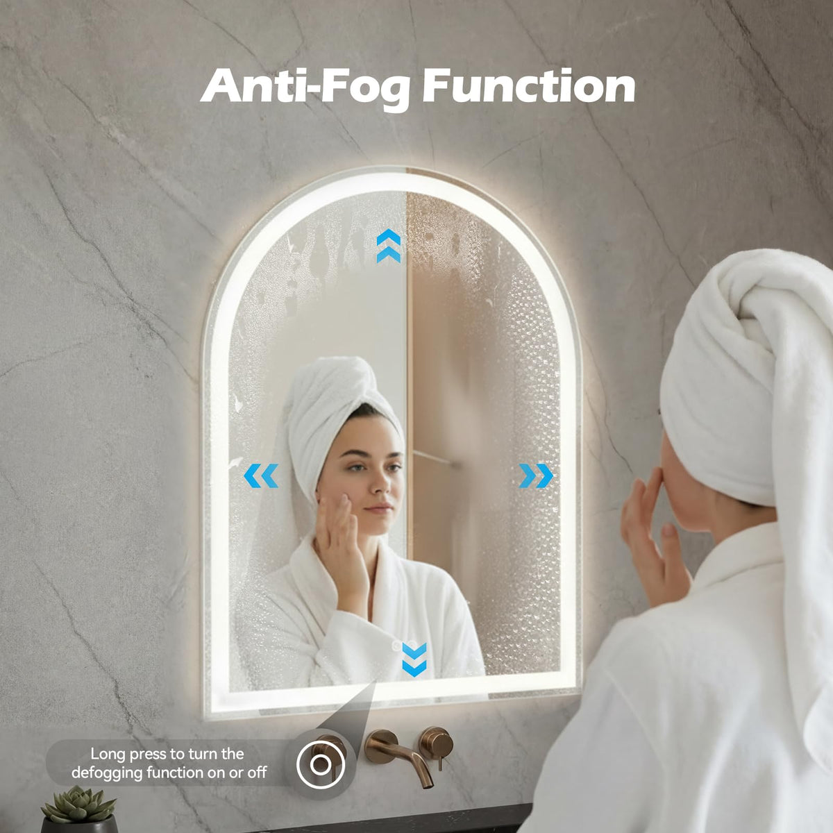 20"x28" LED Bathroom Mirror with Lights, Arched Vanity Mirror