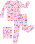 Bamboo Viscose Toddler Girls Kids Pajama Sets - Snug fit Long-Sleeve Softness Sleepwear Pjs 2pcs Jammies