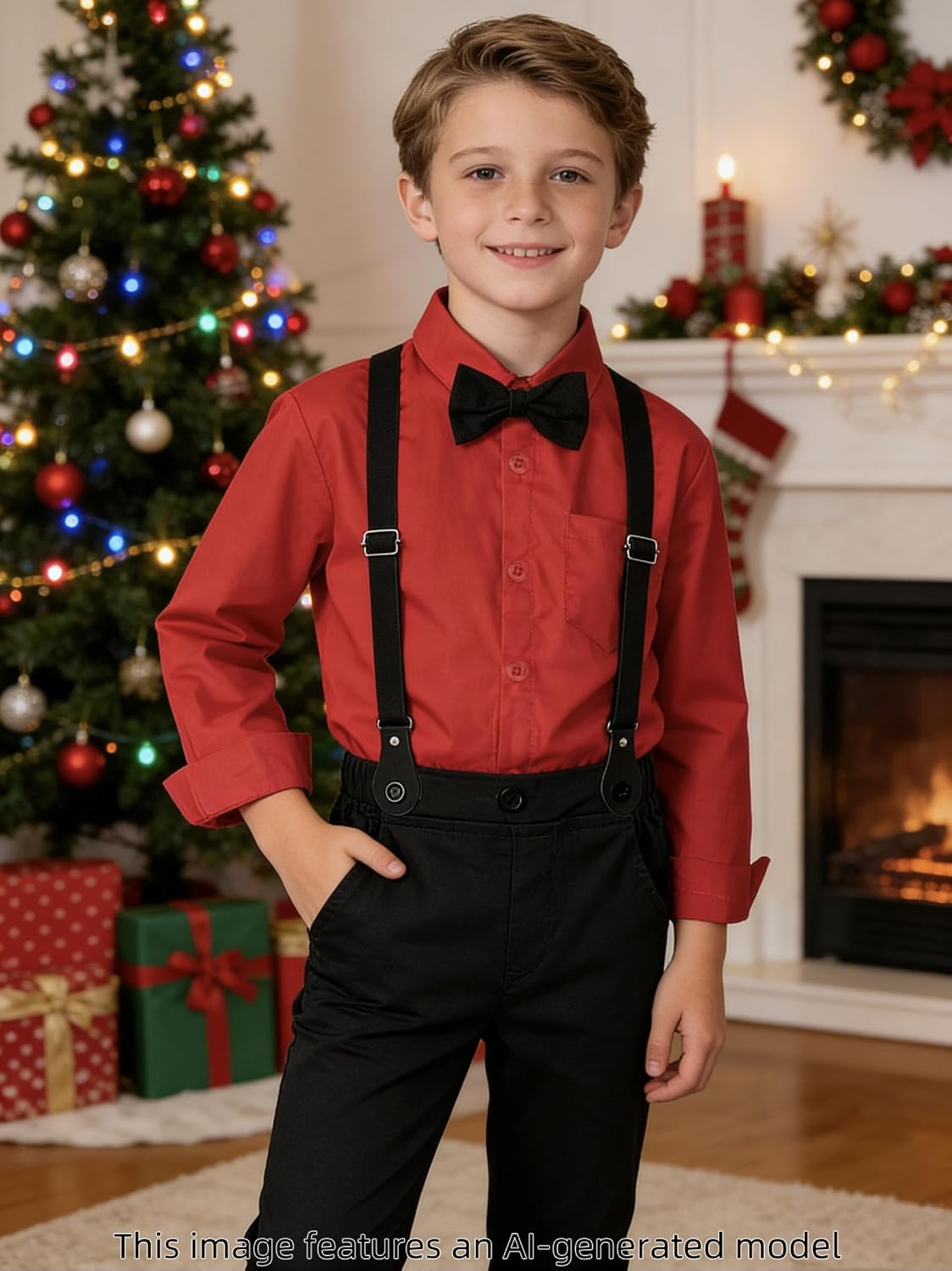 Toddler Boy Suit Baby Dress Outfit, Suspender & Bow Tie 12M