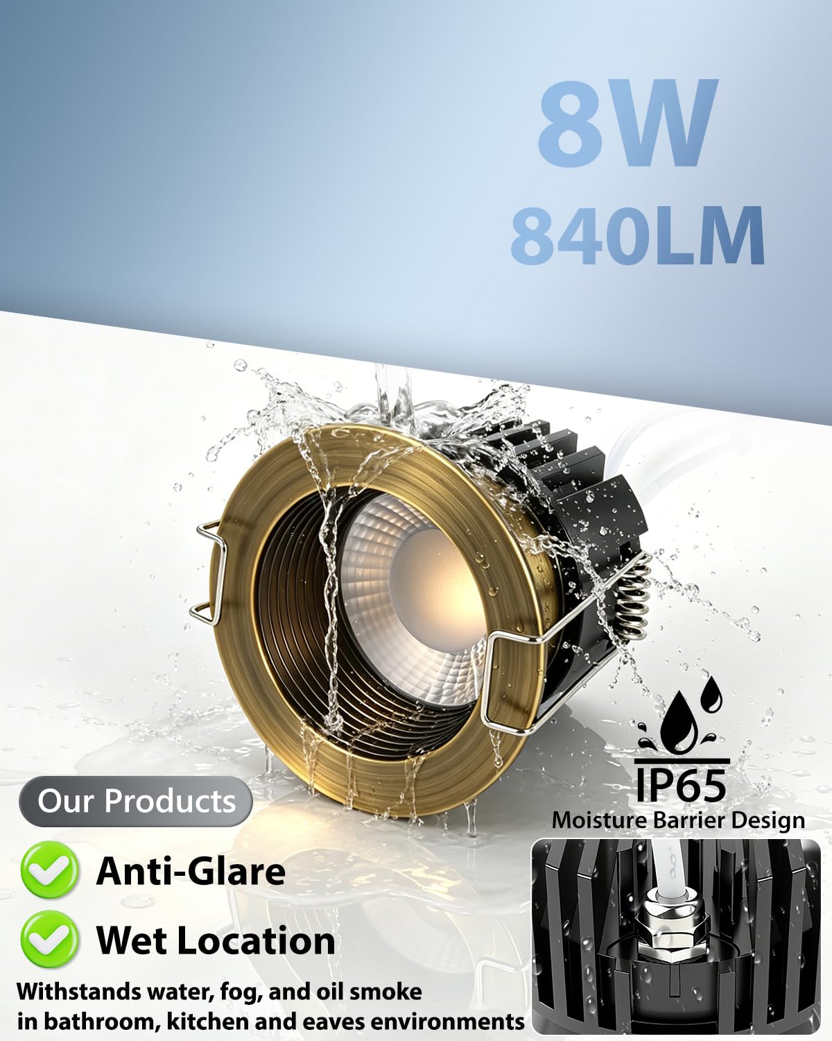 2 Inch 5CCT Bronze Anti-Glare LED Recessed Ceiling Light
