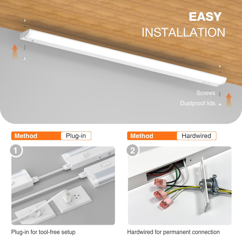 Linkable Under Cabinet Lights Hardwired Plug-in, Wired Led Under Cabinet Lighting with 5 CCT & Dimmable, Under