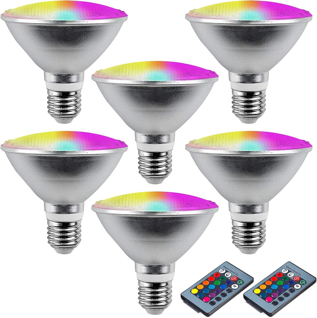 PAR30 Spotlight Bulb 20 Watt LED/COB Dimmable RGBW Color Changing Flood Light Bulb, with Remote Control, 85V-265V AC
