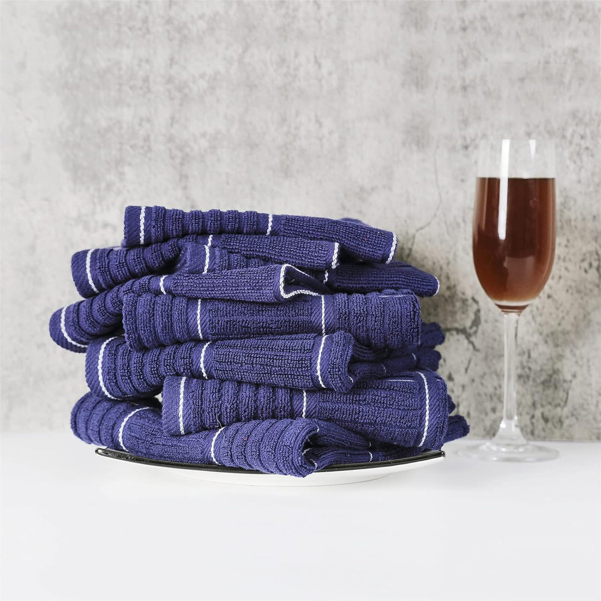 Kitchen Towels and Dishcloths Set, Four Dish Towels 16x26 Inches, Four Absorbent Dish Cloths for Washing Dishes 12x12
