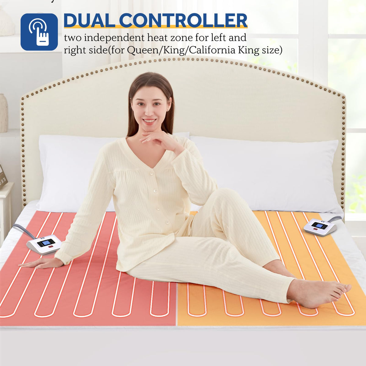 Heated Mattress Pad King Size Dual Control 10 Heat Levels, 78"x80"