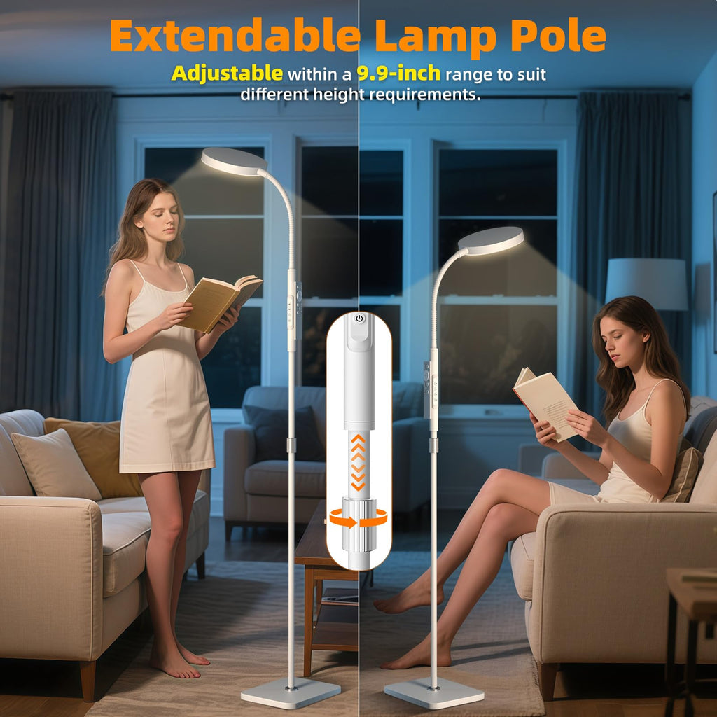 Floor Lamp, Adjustable Height Floor Lamps Bedroom, 252 LED Super Bright Standing Lamp Remote Control, Dimmable