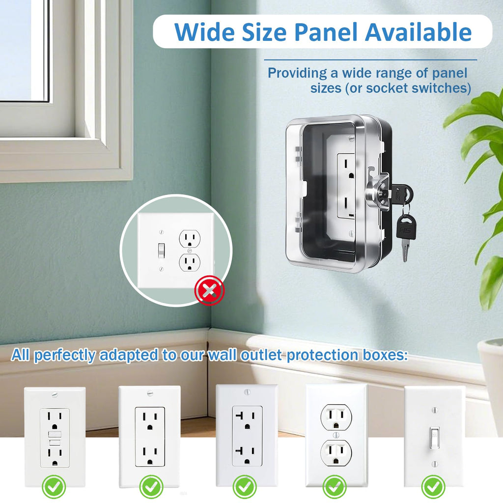 Child Proof Outlet Lock Box with 2 Durable Keys - Heavy Duty Safety Cover for Baby Proofing, Tool-Free Installation