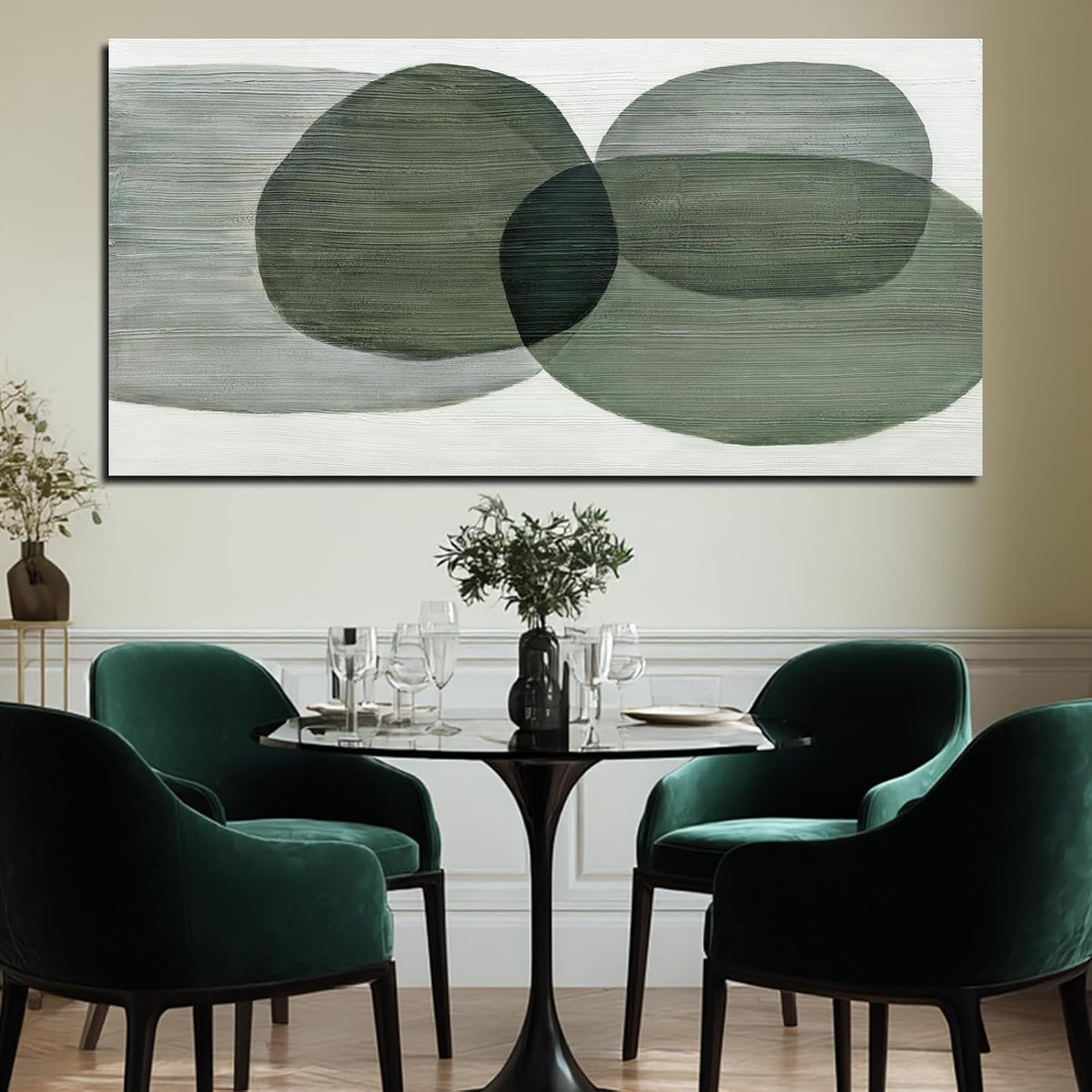 Minimalist Abstract Wall Art Green and White Geometric Gradient Canvas Wall Decor Bedroom Nordic Style Mural 29x58
