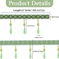 Green Beaded Fringe Trim Crystal Beaded Tassel - 12 Yards