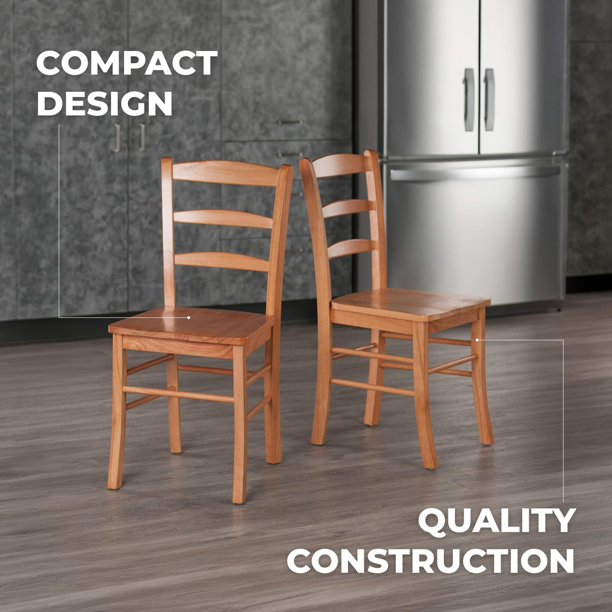 Benjamin Ladder Back Chair Set of 2, Light Oak