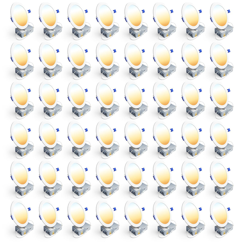 48 Pack 6 Inch LED Recessed Light, 5CCT Dimmable Canless Wafer