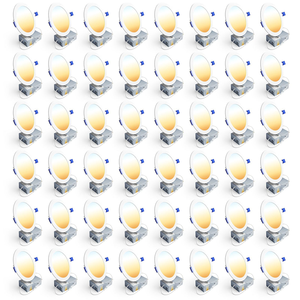 48 Pack 6 Inch LED Recessed Light, 5CCT Dimmable Canless Wafer