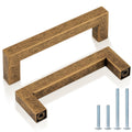 5 Pack 3.75 Inch (96mm) Hole Center Kitchen Square Cabinet Handles Antique Brass Dresser Drawer Pulls Vintage Brass