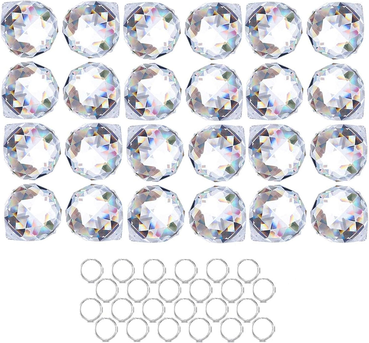 24pcs Clear Crystal Ball Prism Suncatcher Rainbow Pendants Maker