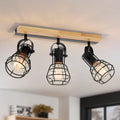 Farmhouse Wood Track Lighting Fixture with Adjustable Heads