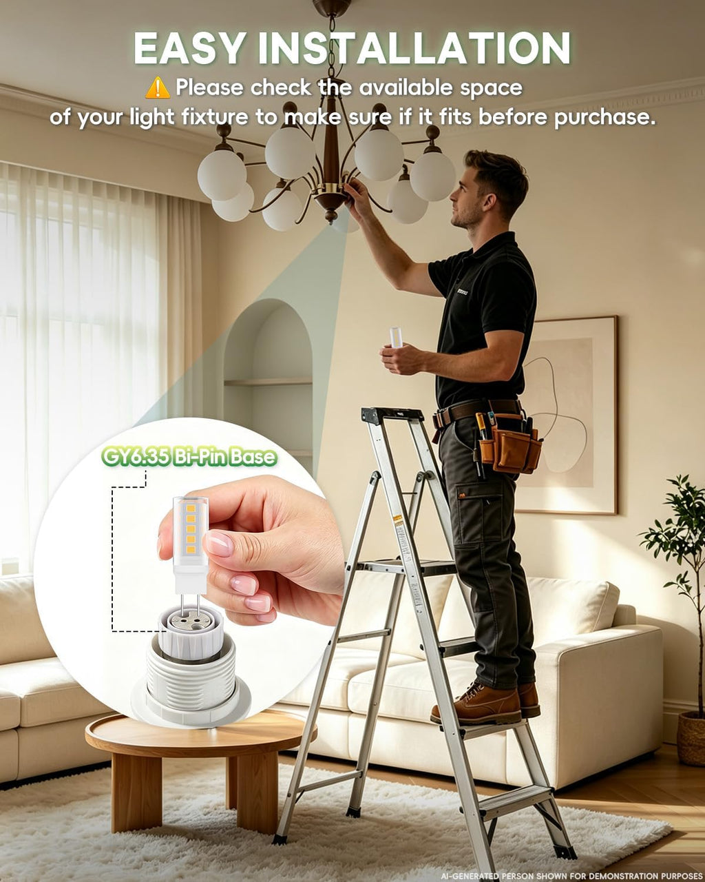 LED Bulbs 120V, 35W Q35/GY6.35/CL/120V Halogen Replacement, JC Type Bi-Pin Base Microwave Light, Under Cabinet