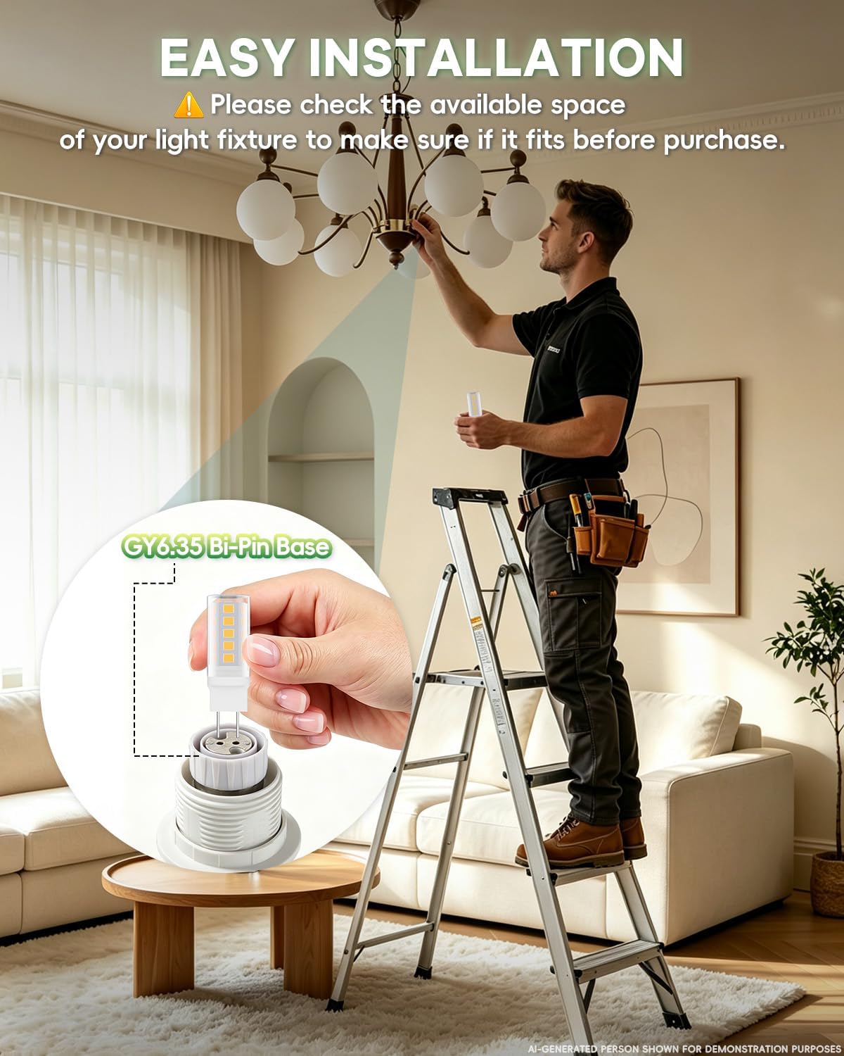 LED Bulbs 120V, 35W Q35/GY6.35/CL/120V Halogen Replacement, JC Type Bi-Pin Base Microwave Light, Under Cabinet