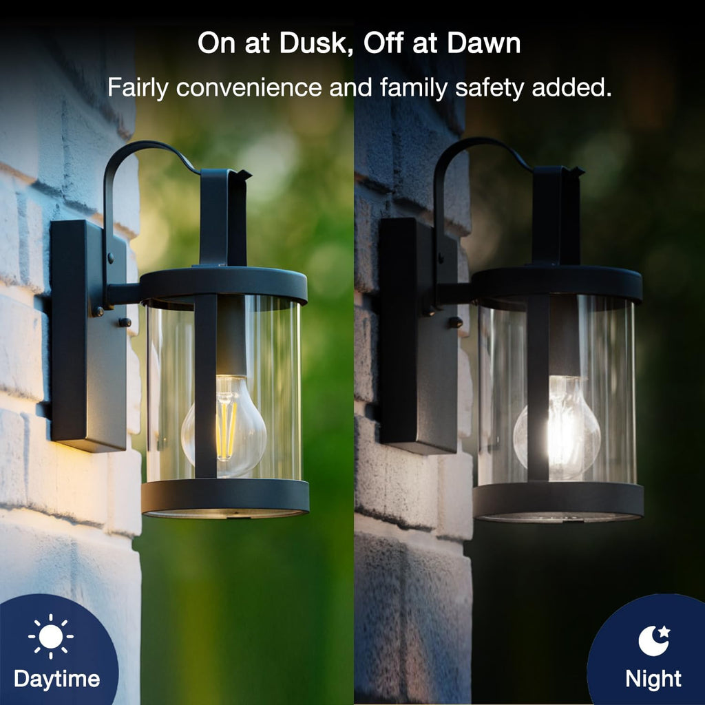 Dusk to Dawn Outdoor Sensor A19 LED Light Bulb, 5000K Daylight,8W (100W Eqv.), 1400LM, Vintage Filament E26 Base,Auto