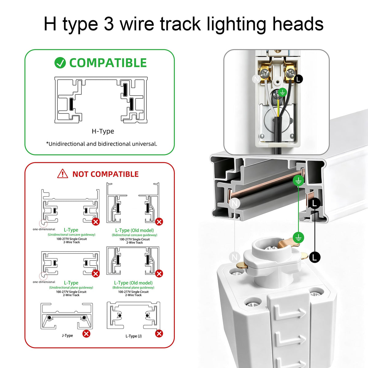 10W LED White Track Lighting Heads, H Type Track Lighting Rail Ceiling Spotlight for Accent Task Wall Art Exhibition