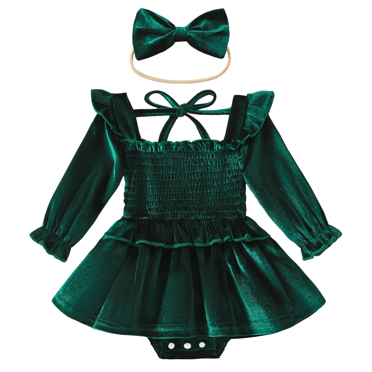 Baby Girl Velvet Romper Dress Newborn Infant Long Sleeve Clothes