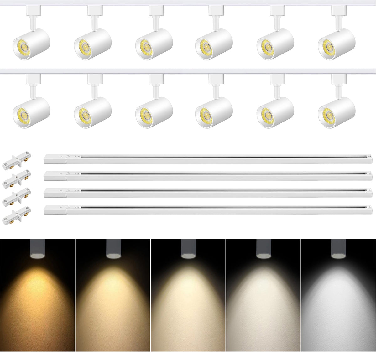 LED Track Lighting Kit with 13FT Rails, 10W White