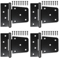 Heavy Duty Gate Hinges - 4 Pack, Black Iron 3.5 Inch Hinges for Wood Shed, Barn Door, Fence Gate Swing (Screws