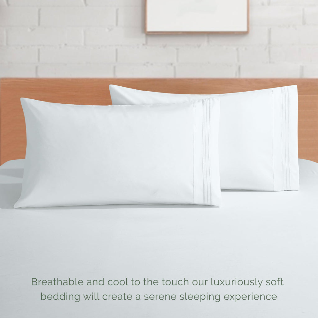 Luxury 1500 Premium Hotel Quality Microfiber 4-Piece Sheet Set - Wrinkle Resistant, All Around Elastic Fitted Sheet