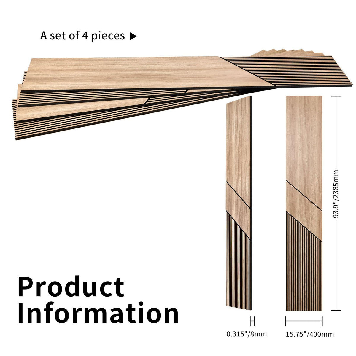 4-Pack Teak Wood Grain 3D Wall Panels with Adhesive, Peel and Stick PVC Wall Tiles for Accent Wall, Covers 48.83 Sq