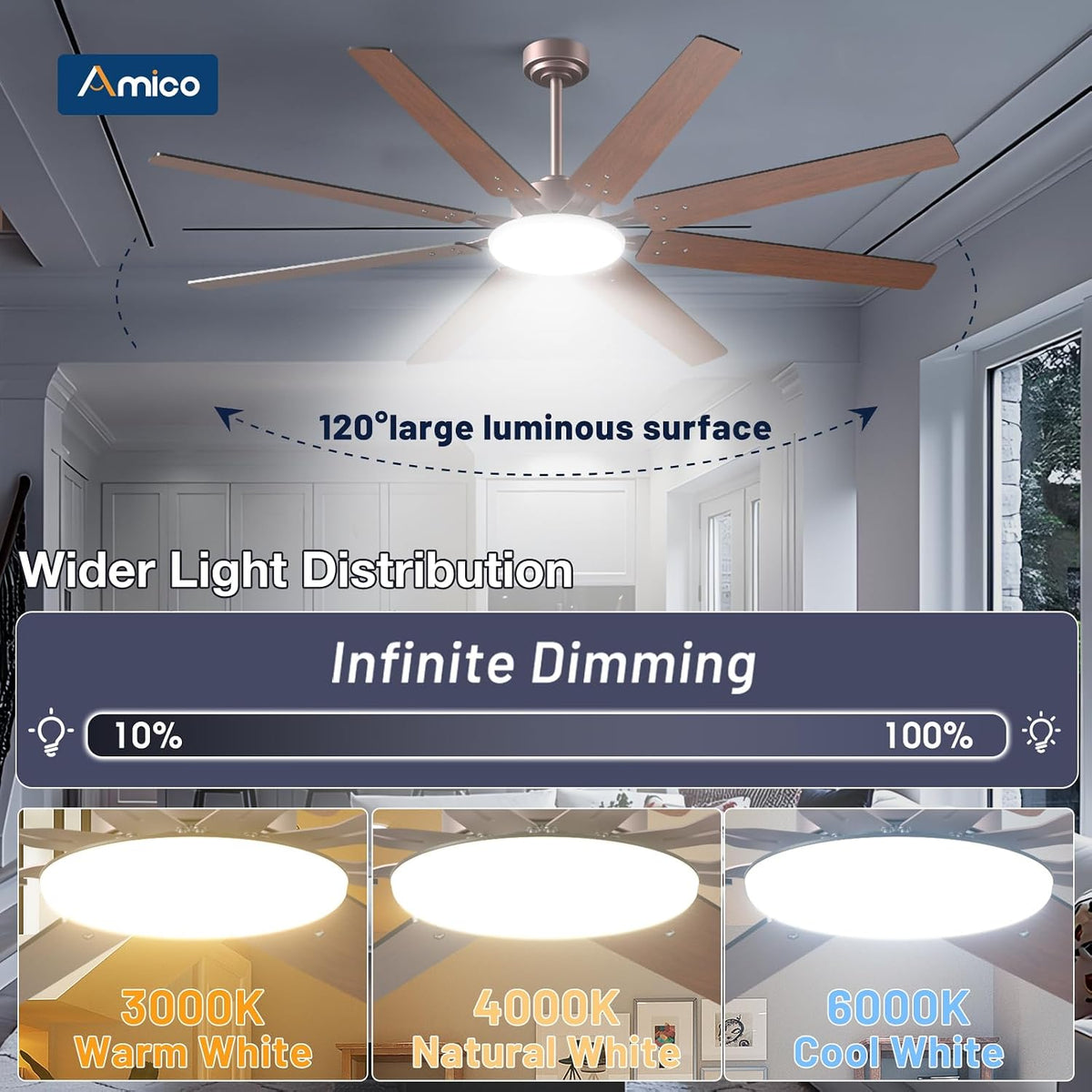 72" Bronze Ceiling Fan with Light & Remote
