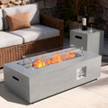 2-Piece 42" Rectangular Propane Fire Pit Table for Outside Patio 50, 000 BTU