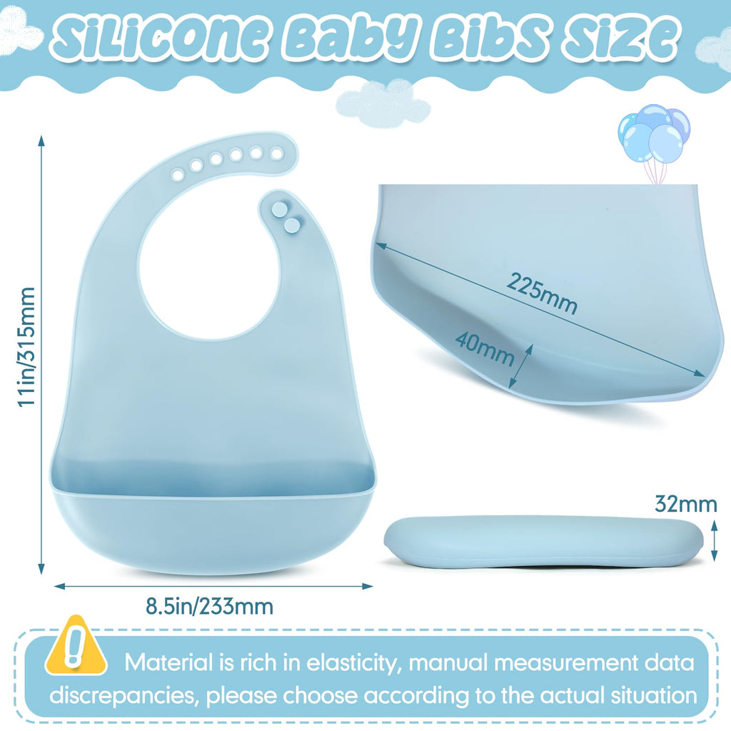 12 Pcs Silicone Bibs for Baby Waterproof Silicone Bib, Fresh Color