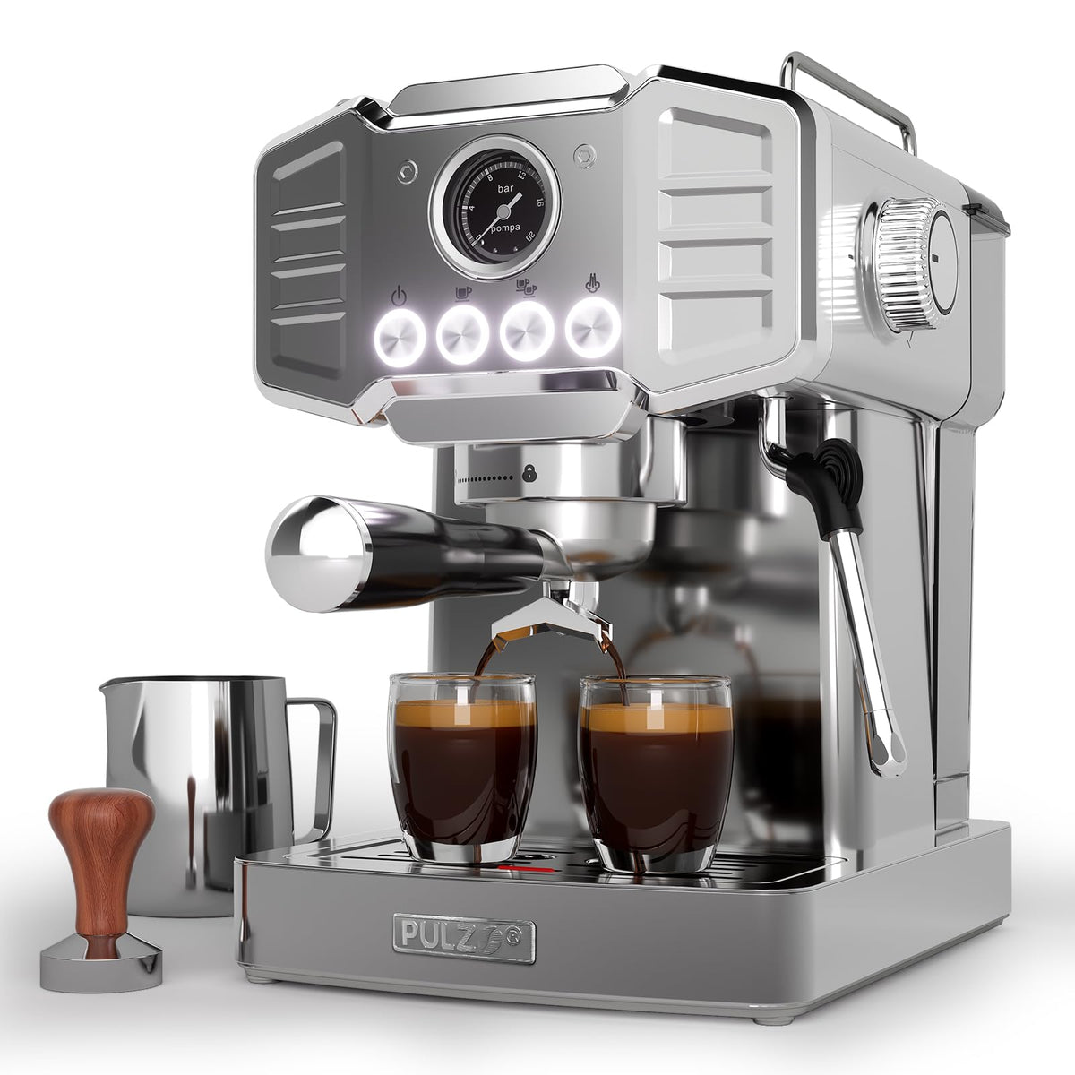 Espresso Machine,Stainless Steel Coffee Machine,Visible Pressure Guagem