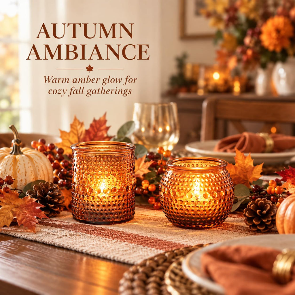 36 Pack Votive Candle Holders, Amber Hurricane Holders for Fall Centerpiece