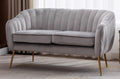 Contemporary Tufted Velvet Tub Barrel Loveseat Sofa Chair Upholstered Couch with Golden Metal Legs Club Two-Seat Sofa