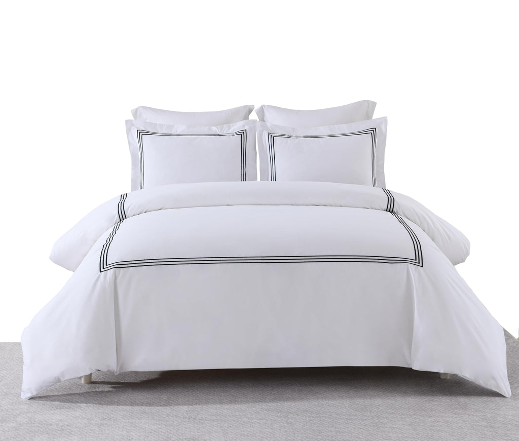 Embroidered Adeline 2 Piece Comforter Cover with Pillow Sham, Duvet Cover Set, 100% Cotton Percale