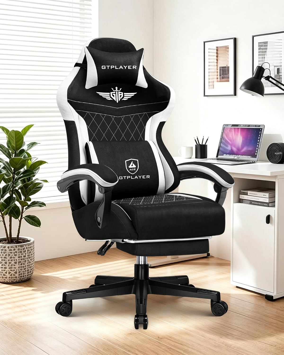 Gaming Chair with Footrest, Big and Tall Game Chair High Back Computer Office Chair with Lumbar Support for Adults