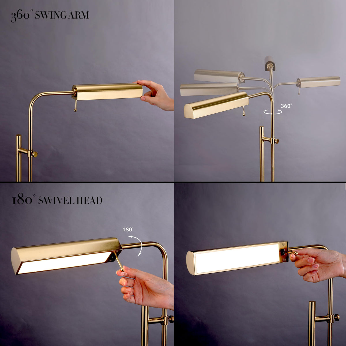 Cedric Adjustable Pharmacy Floor Lamp - Industrial Design for Reading, Crafting, Work - 10W LED, Height 45-61 inches