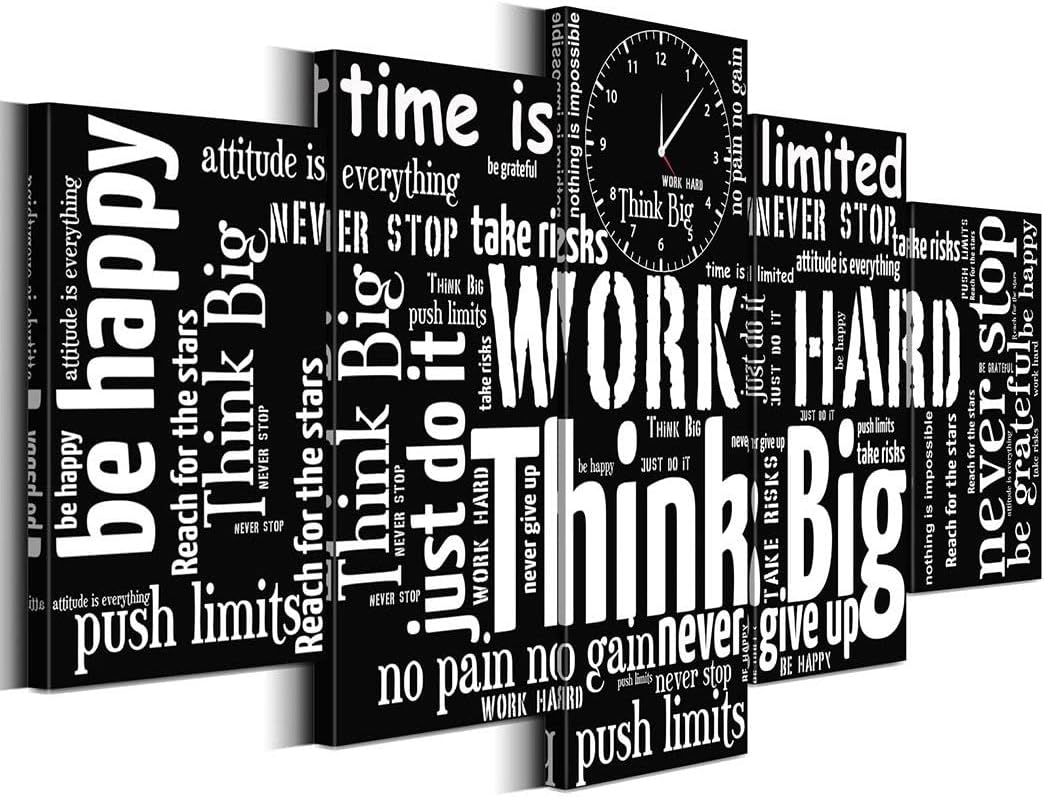 Inspirational Quotes Wall Art Canvas Print Black White Motivational Words Picture Bedroom Office Decor (Small)