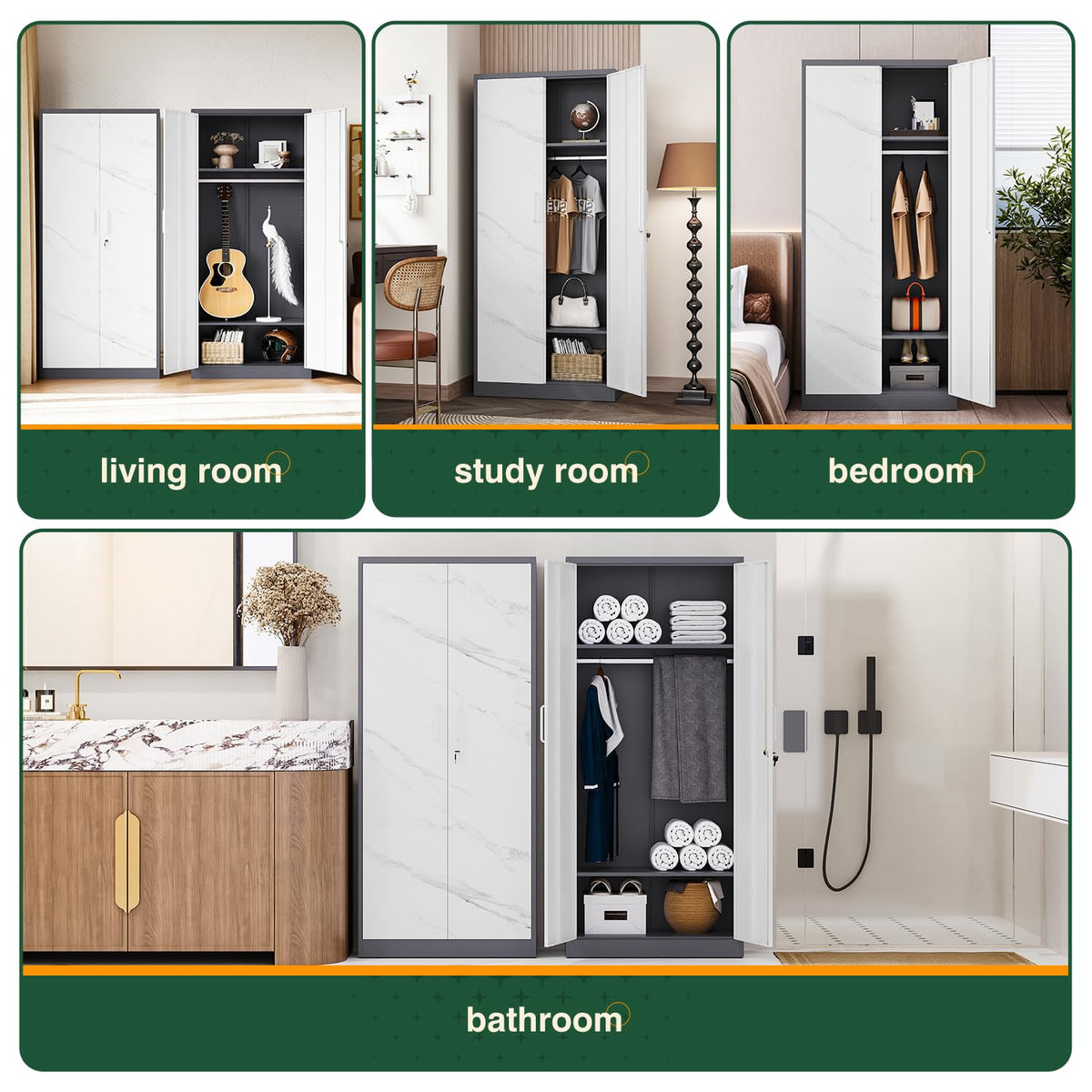 Wardrobe Closet, 72" H Clothing Storage Cabinet with Adjustable Shelves and Hanging Rod, Bedroom Armoire Clothes