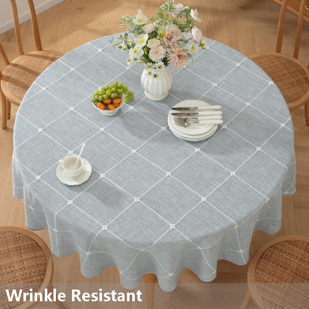 Blue 70 Inch Round Tablecloth Farmhouse Outdoor Picnic Table Cover