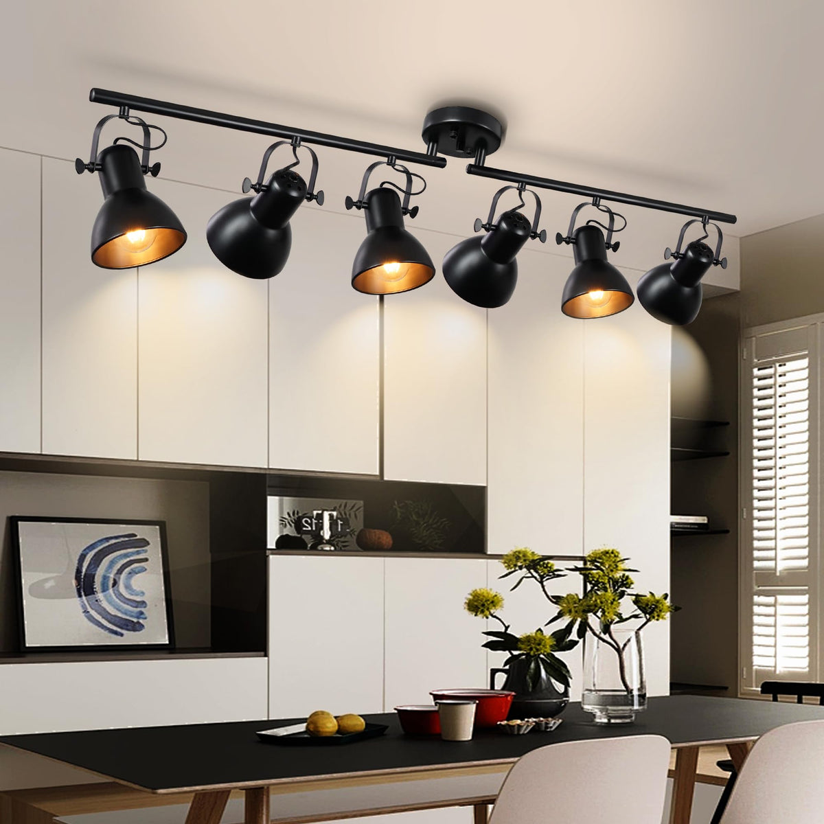 Kitchen Track Lighting Rotatable Heads for Farmhouse Island