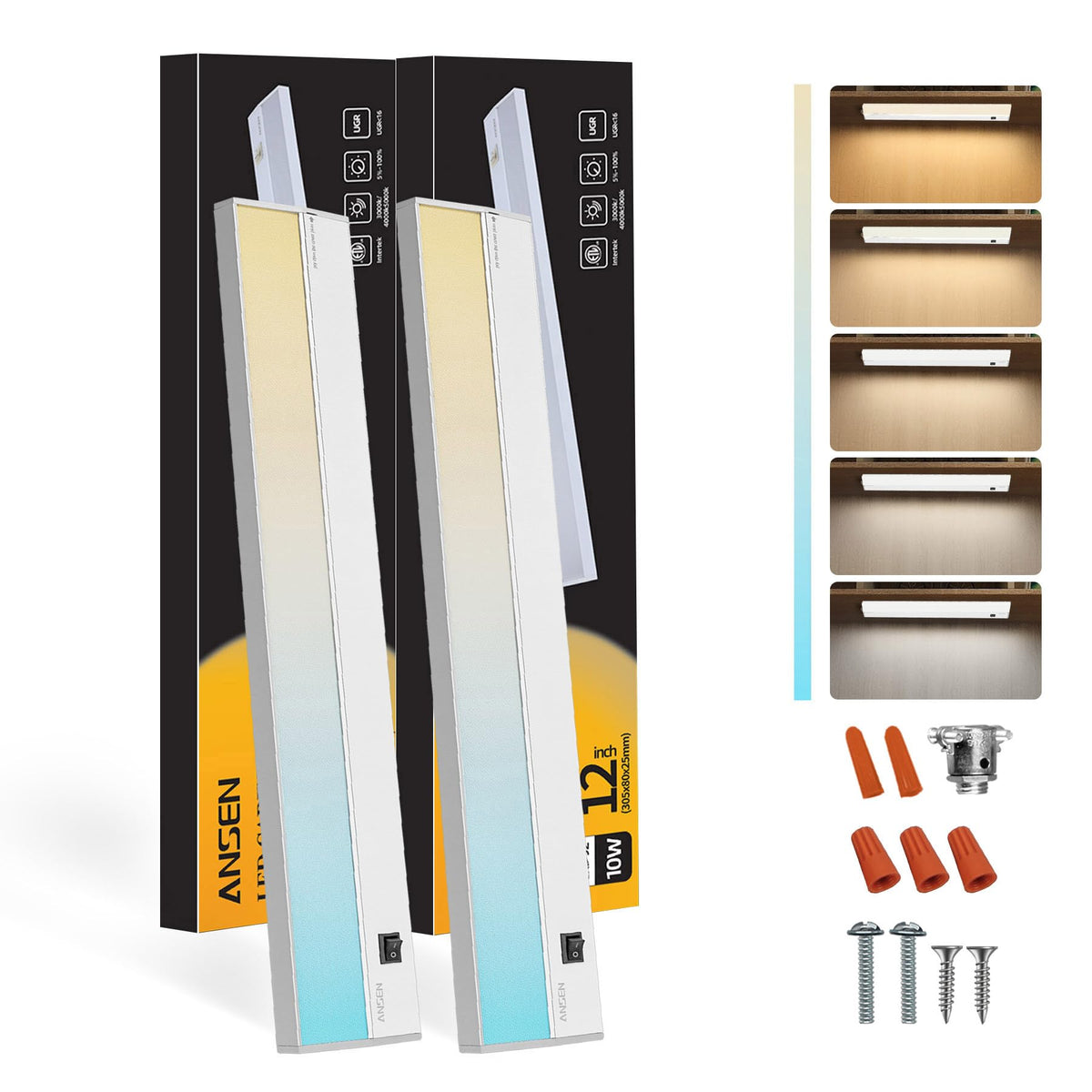 Of Under Cabinet Lighting Hardwired, 12in 10W 666LM Dimmable Led Light /Closet, CRI 92+, R9 90+, 5 Color